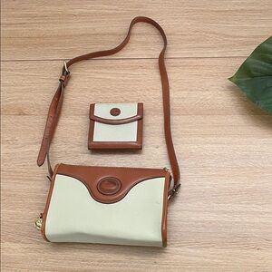 DOONEY AND BOURKE Elegant Cream and Brown Leather Crossbody Bag With Wallet